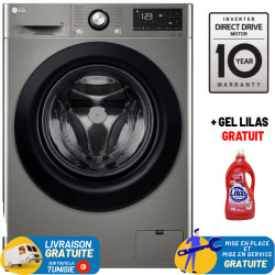Lave linge Frontale LG F4R3VYG6P 9Kg / Smart AI DD VIVACE / Silver + Gel LILAS Gratuit