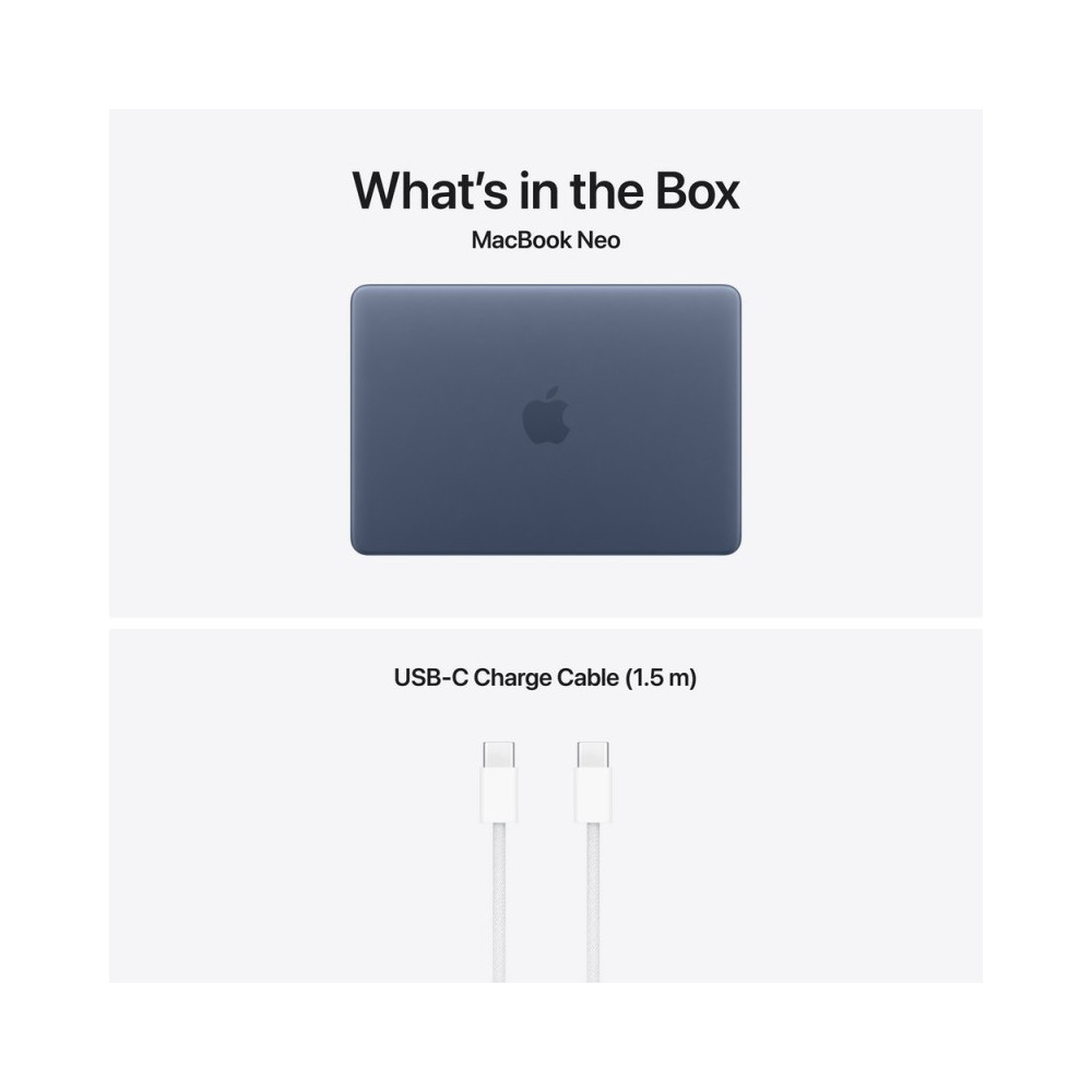 Apple MacBook Neo A18 Pro Avec Touch ID / 8 Go / 512 Go SSD / Indigo Bleu / Sans Adaptateur