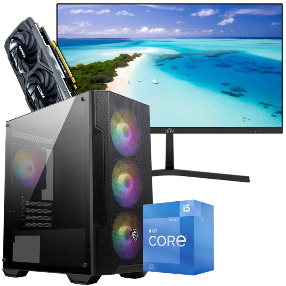 Setup Gamer Special Pc de Bureau Gaming / i5-12400F / GTX 1650 4G / 16 Go Avec Écran Uniview MW-LC24-E 24" Full HD LED / 100 Hz