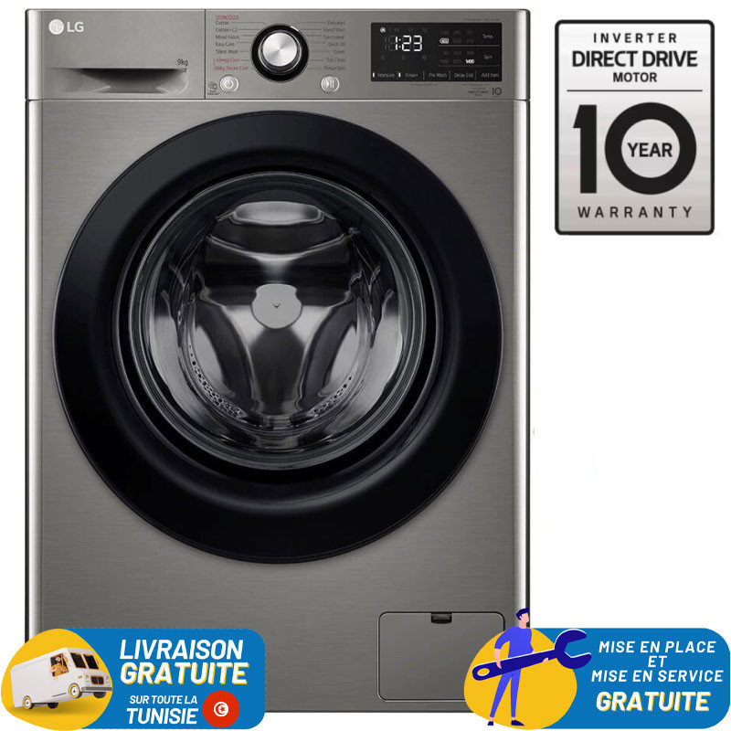 Lave linge Frontale LG F4R3TYG6P 8Kg / Direct Drive / Smart AI DD VIVACE V200 / Silver