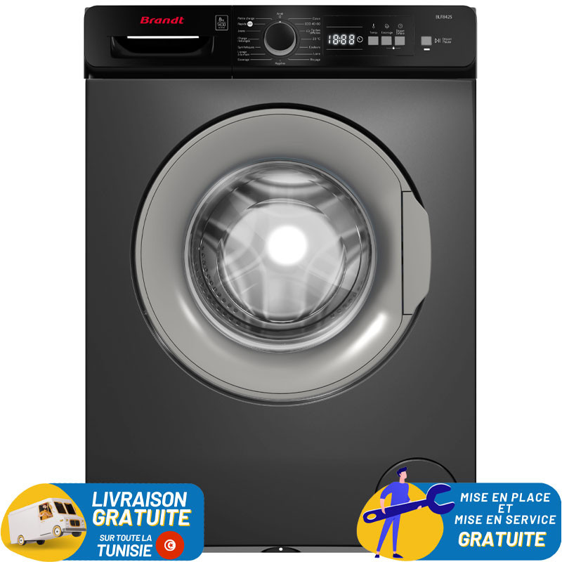 MACHINE À LAVER FRONTALE BRANDT BLF842S / 8KG / Silver