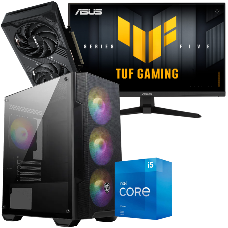 Setup Gamer Special Pc de Bureau Gaming / i5-11400F / RTX 5050 8G / 16 Go Avec Écran Gaming Asus TUF Gaming 24.5" Full HD VA / 200 Hz