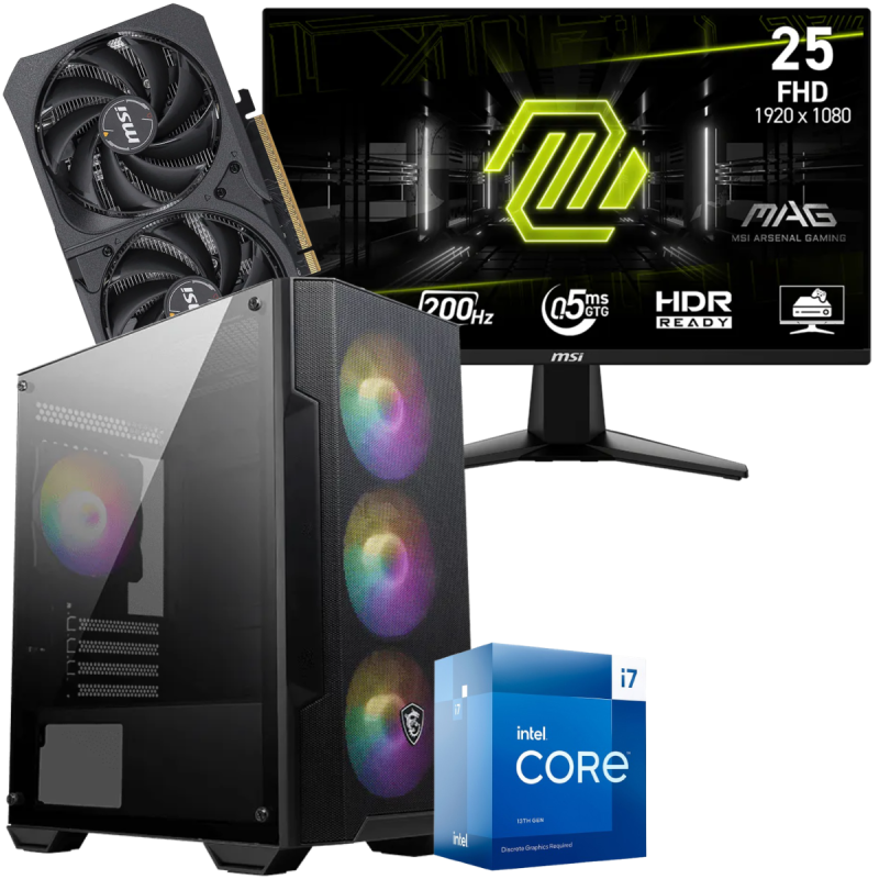 Setup Gamer Special Pc de Bureau Gaming / i7-13700F / RTX 5050 8G / 32 Go Avec Écran Gaming MSI MAG 255F E20 24.5" Full HD IPS / 200 Hz