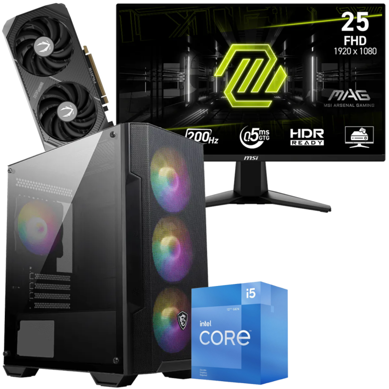 Setup Gamer Special Pc de Bureau Gaming / i5-12400F / RTX 5060 Ti 8G / 32 Go Avec Écran Gaming MSI MAG 255F E20 24.5" Full HD IPS / 200 Hz