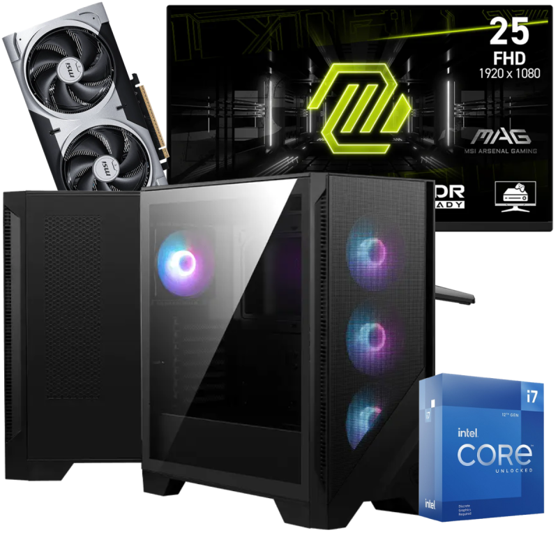 Setup Gamer Special Pc de Bureau Gaming / i7-12700KF / RTX 5060 Ti 8G / 32 Go Avec Écran Gaming MSI MAG 24.5" Full HD IPS / 200 Hz