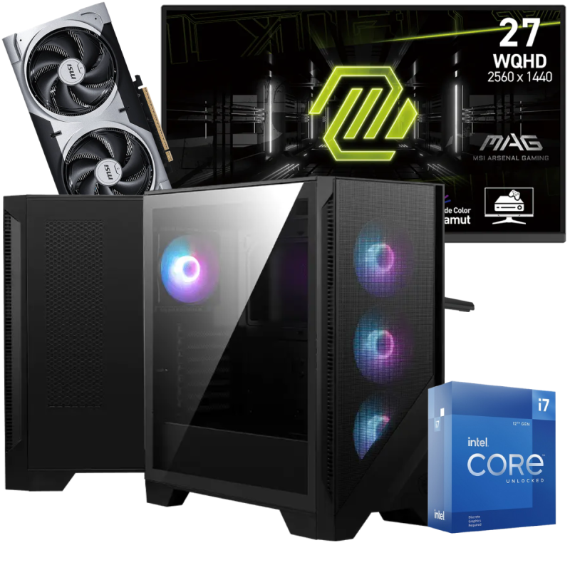 Setup Gamer Special Pc de Bureau Gaming / i7-12700KF / RTX 5060 Ti 8G / 32 Go Avec Écran Gaming MSI MAG 275QF 27" WQHD IPS / 180 Hz