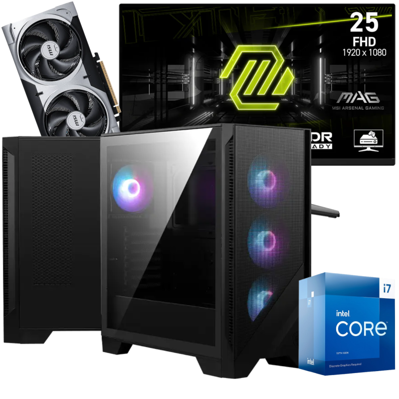 Setup Gamer Special Pc de Bureau Gaming / i7-13700F / RTX 5060 Ti 8G / 32 Go Avec Écran Gaming MSI MAG 24.5" Full HD IPS / 200 Hz