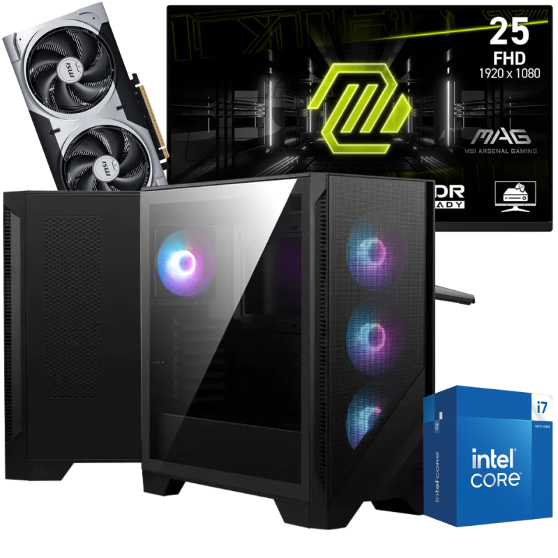 Setup Gamer Special Pc de Bureau Gaming / i7-14700F / RTX 5060 Ti 8G / 32 Go Avec Écran Gaming MSI MAG 24.5" Full HD IPS / 200 Hz
