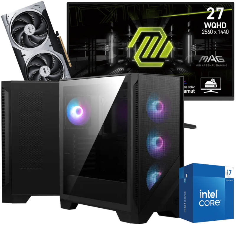 Setup Gamer Special Pc de Bureau Gaming / i7-14700F / RTX 5060 Ti 8G / 32 Go Avec Écran Gaming MSI MAG 275QF 27" WQHD IPS / 180 Hz