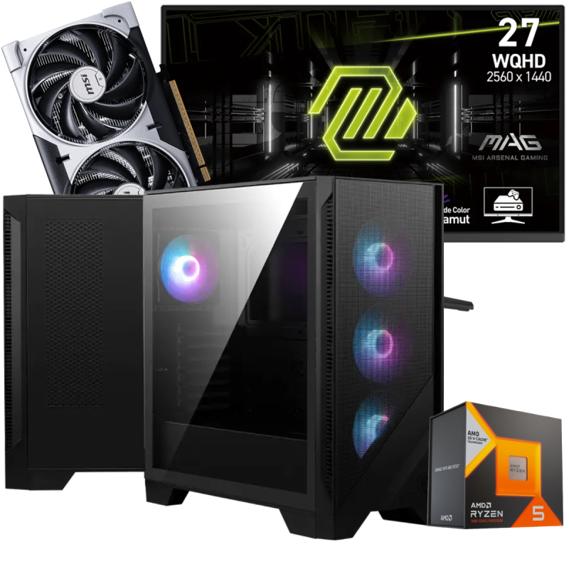 Setup Gamer Special Pc de Bureau Gaming / Ryzen 5 7500X3D / RTX 5060 8G / 32 Go Avec Écran Gaming MSI MAG 24.5" Full HD IPS / 200 Hz