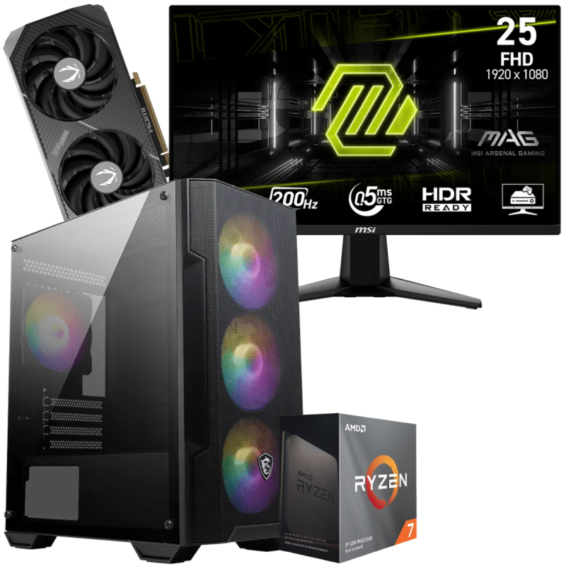 Setup Gamer Special Pc de Bureau Gaming / Ryzen 7 5700 / RTX 5060 Ti 8G / 32 Go Avec Écran Gaming MSI MAG 24.5" Full HD IPS / 200 Hz