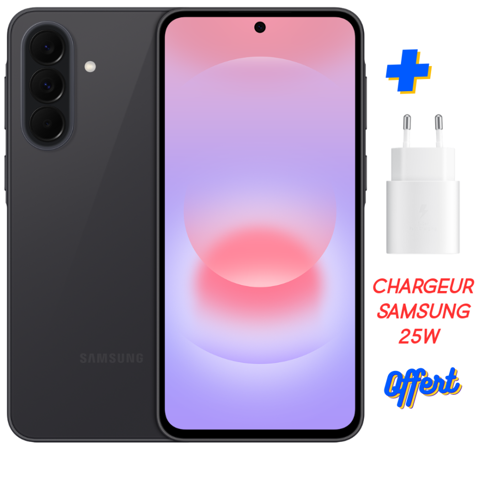 Smartphone Samsung Galaxy A37 5G 16 Go/256 Go / Noir + Chargeur Samsung original 25W Gratuit