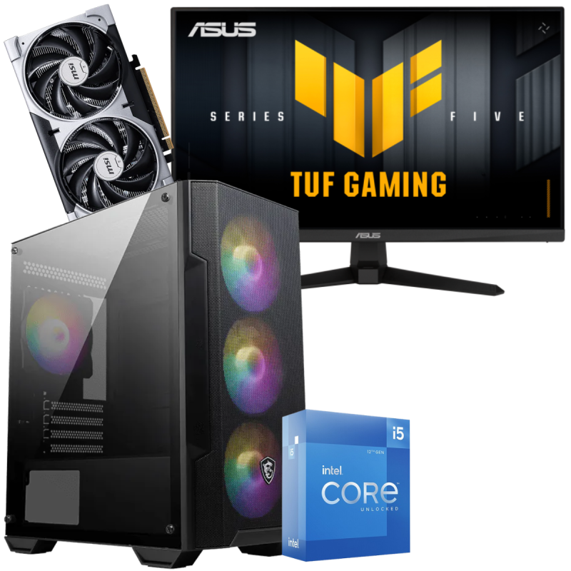 Setup Gamer Special Pc de Bureau Gaming / i5-12600K / RTX 5060 8G / 16 Go Avec Écran Gaming Asus TUF Gaming 24.5" Full HD VA / 200 Hz