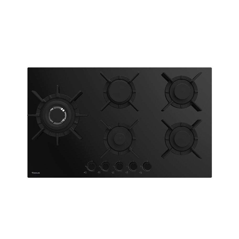 Plaque Vitro Cristal FOCUS 5 Feux THERMOCOUPLE 90CM / NOIR