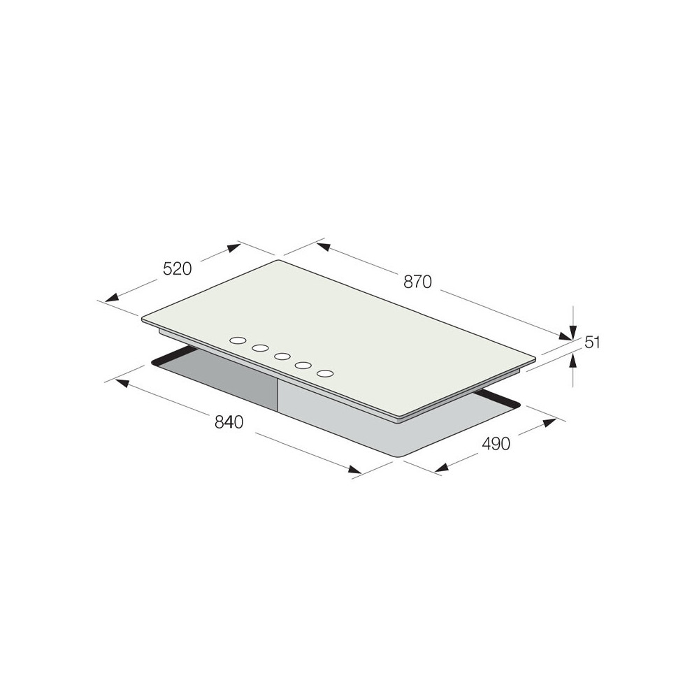 Plaque Vitro Cristal FOCUS 5 Feux THERMOCOUPLE 90CM / NOIR