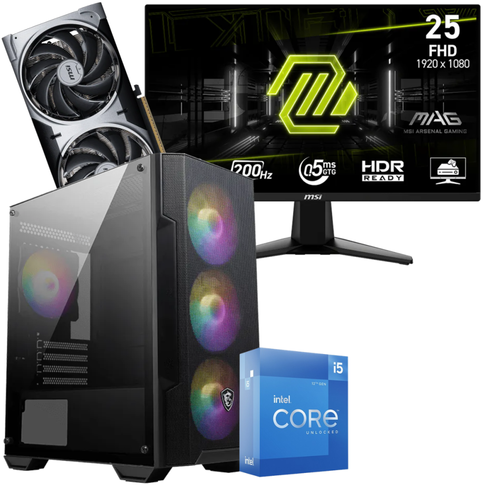 Setup Gamer Special Pc de Bureau Gaming / i5-12600K / RTX 5070 12G / 32 Go Avec Écran Gaming MSI MAG 24.5" Full HD IPS / 200 Hz