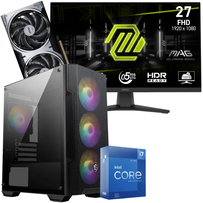 Setup Gamer Special Pc de Bureau Gaming / i7-12700KF / RTX 5070 12G / 32 Go Avec Écran Gaming MSI MAG 272F X24 27" Full HD IPS / 240 Hz