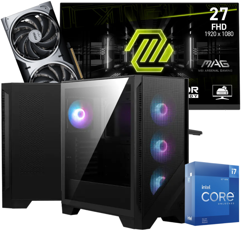 Setup Gamer Special Pc de Bureau Gaming / i7-12700KF / RTX 5070 12G / 32 Go Avec Écran Gaming MSI MAG 272F X24 27" Full HD IPS / 240 Hz