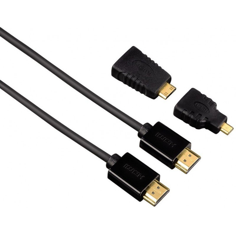 Câble HDMI mâle/mâle Hama KCV5582 + 2 Adaptateurs