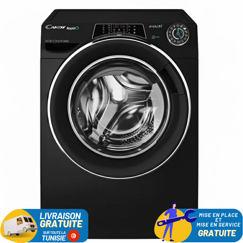 Lave Linge Frontal IVERTER CANDY 11Kg / Noir + Liquide Lessive ARIEL 3Litres
