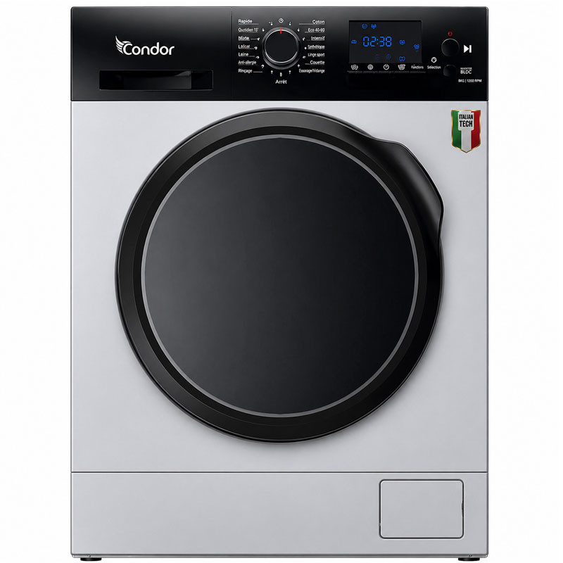 Machine à Laver CONDOR CON-F812D / 8 KG / 1200 trs / Silver / CON-F812DS