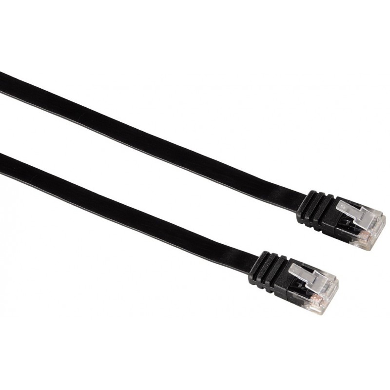 Câble réseau plat Hama CAT5 RJ45 Blindé UTP 1.8m Noir