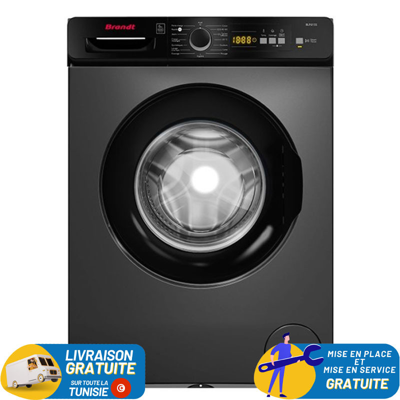 Machine à laver Frontale BRANDT 6KG BLF615S -Silver
