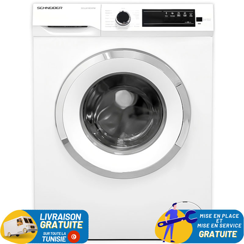 Machine à laver Frontale SCHNEIDER avec Afficheur 8 KG / Blanc