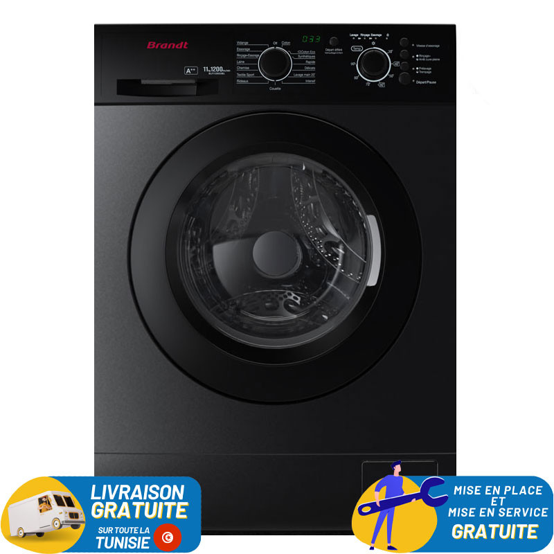 LAVE LINGE BRANDT 11KG 1200trs/min / DARK SILVER / Black Edition