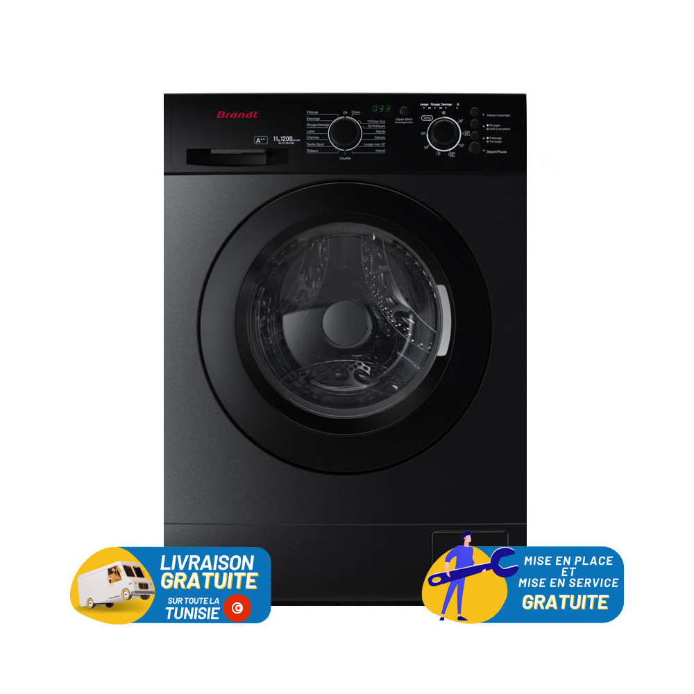LAVE LINGE BRANDT 11KG 1200trs/min / DARK SILVER / Black Edition
