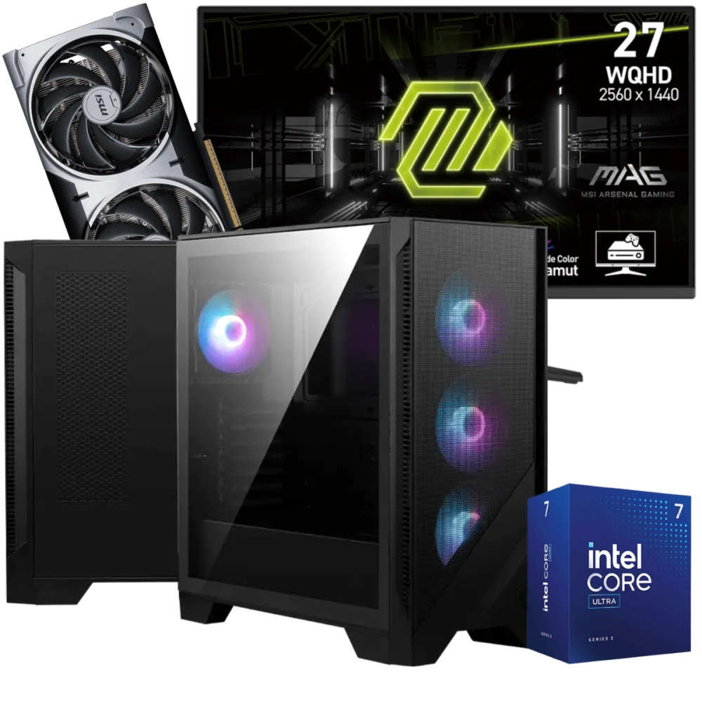 Setup Gamer Special Pc de Bureau Gaming / Ultra 7 265F / RTX 5070 12G / 32 Go Avec Écran Gaming MSI MAG 27" WQHD IPS / 180 Hz