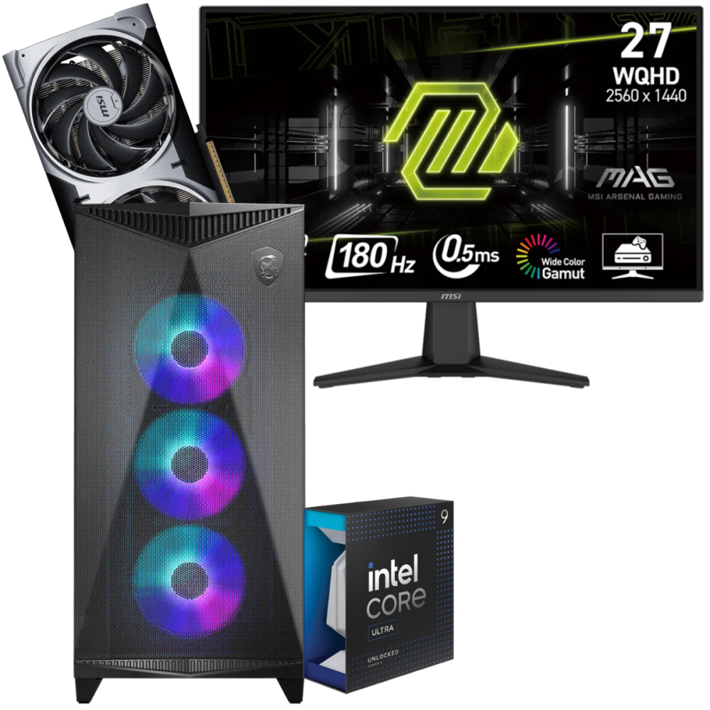 Setup Gamer Special Pc de Bureau Gaming / Ultra 9 285K / RTX 5070 12G / 32 Go Avec Écran Gaming MSI MAG 27" WQHD IPS / 180 Hz