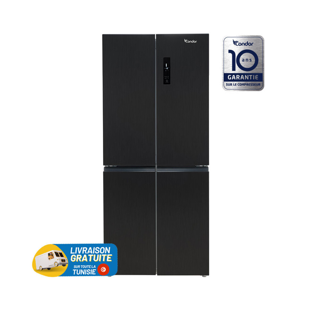 Réfrigérateur CONDOR No Frost INVERTER Side by Side 424 Litres / Dark Inox