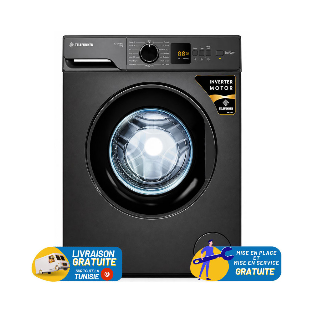Lave Linge Automatique TELEFUNKEN 7KG INVERTER / DARK GRIS