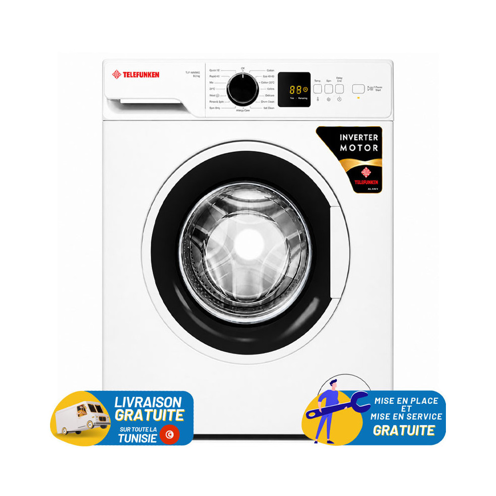 Lave Linge Automatique TELEFUNKEN 7KG INVERTER / Blanc