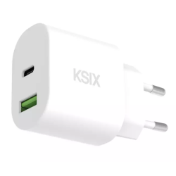 Chargeur mural KSIX 30 W / Power Delivery / Quick Charge / câble USB-C vers Lightning / blanc