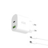 Chargeur mural KSIX 30 W / Power Delivery / Quick Charge / câble USB-C vers Lightning / blanc