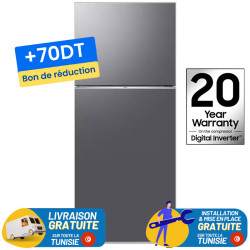 Réfrigérateur Samsung No Frost INVERTER Double Portes 388 Litres Silver + 70DT Bon de Réduction