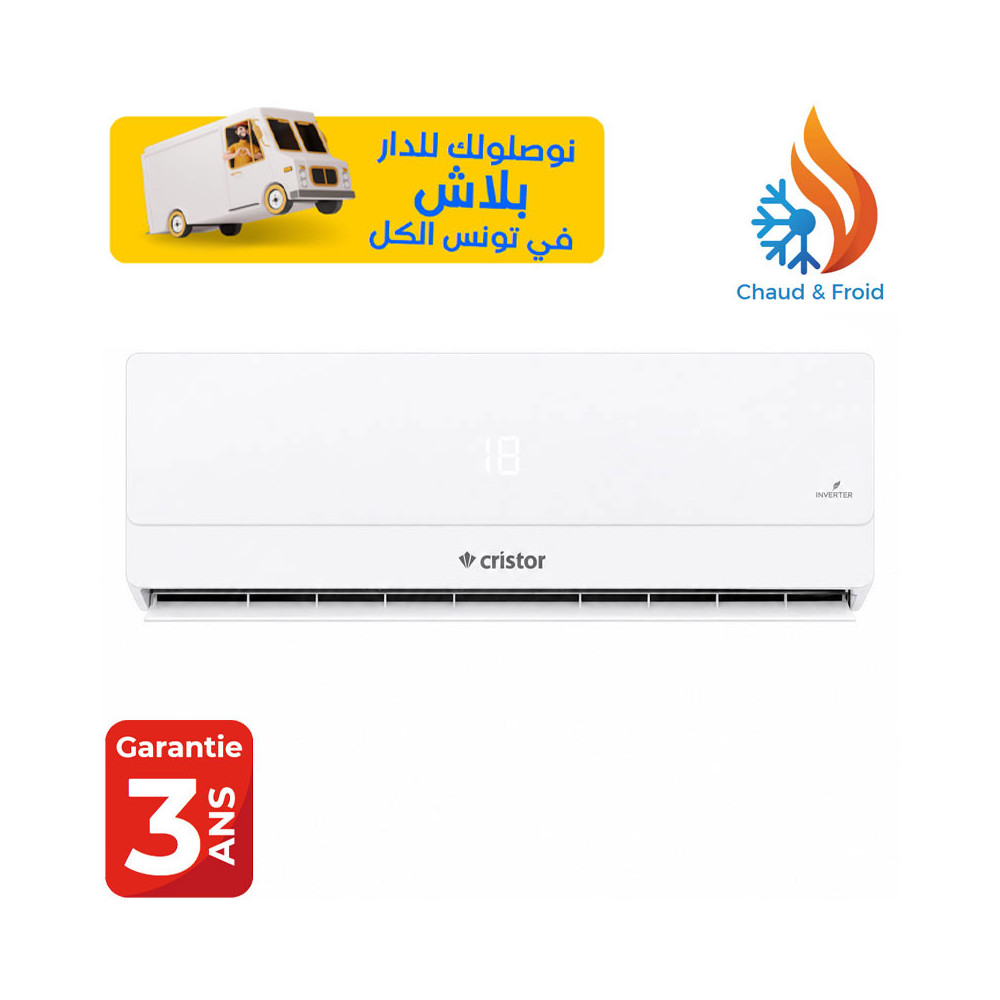 CLIMATISEUR CRISTOR 12000BTU INVERTER TROPICALISÉ T3 / Chaud Froid