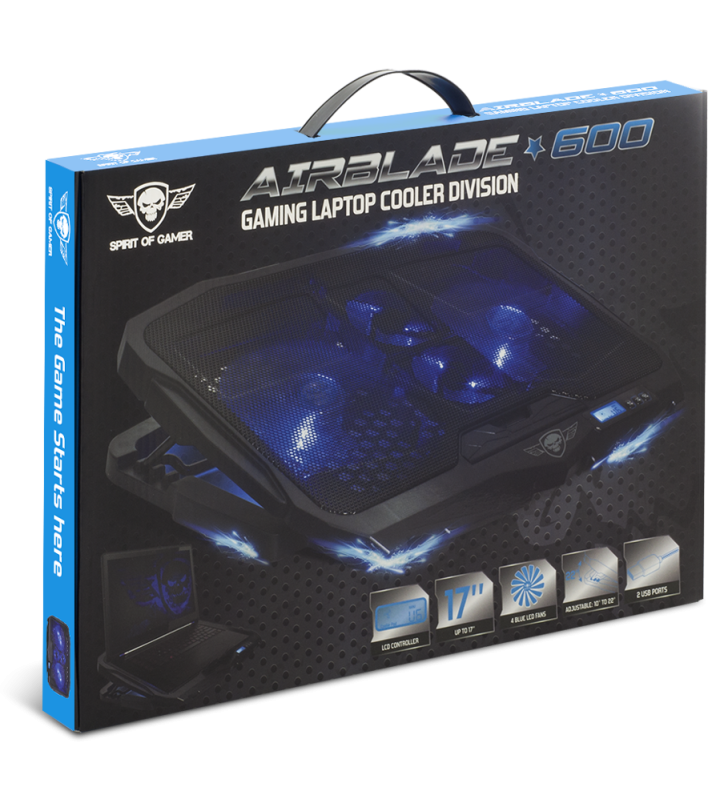 Support de Refroidissement Spirit of Gamer AIRBLADE 600 Pour Ordinateur Portable 17"