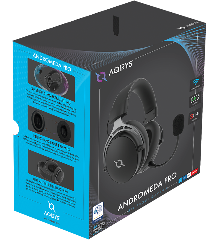 Micro Casque Gamer Sans Fil Aqirys Andromeda Pro / Noir