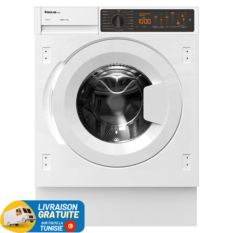Lavez Linge FOCUS Encastrable 8Kg / 1200TR / Blanc