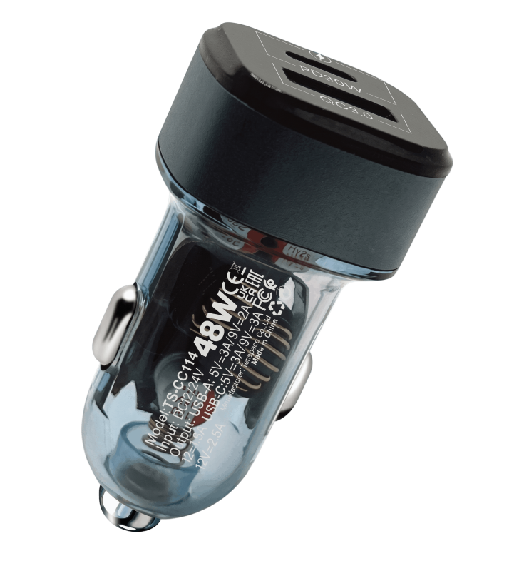 Chargeur Voiture Ten Space 48W Dual Port USB A + TYPE C