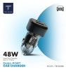 Chargeur Voiture Ten Space 48W Dual Port USB A + TYPE C