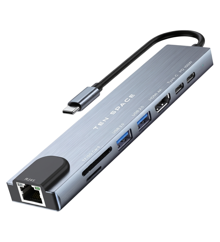 Station d'accueil Ten Space 8en1 Type-C / PD 3.0 / 100W
