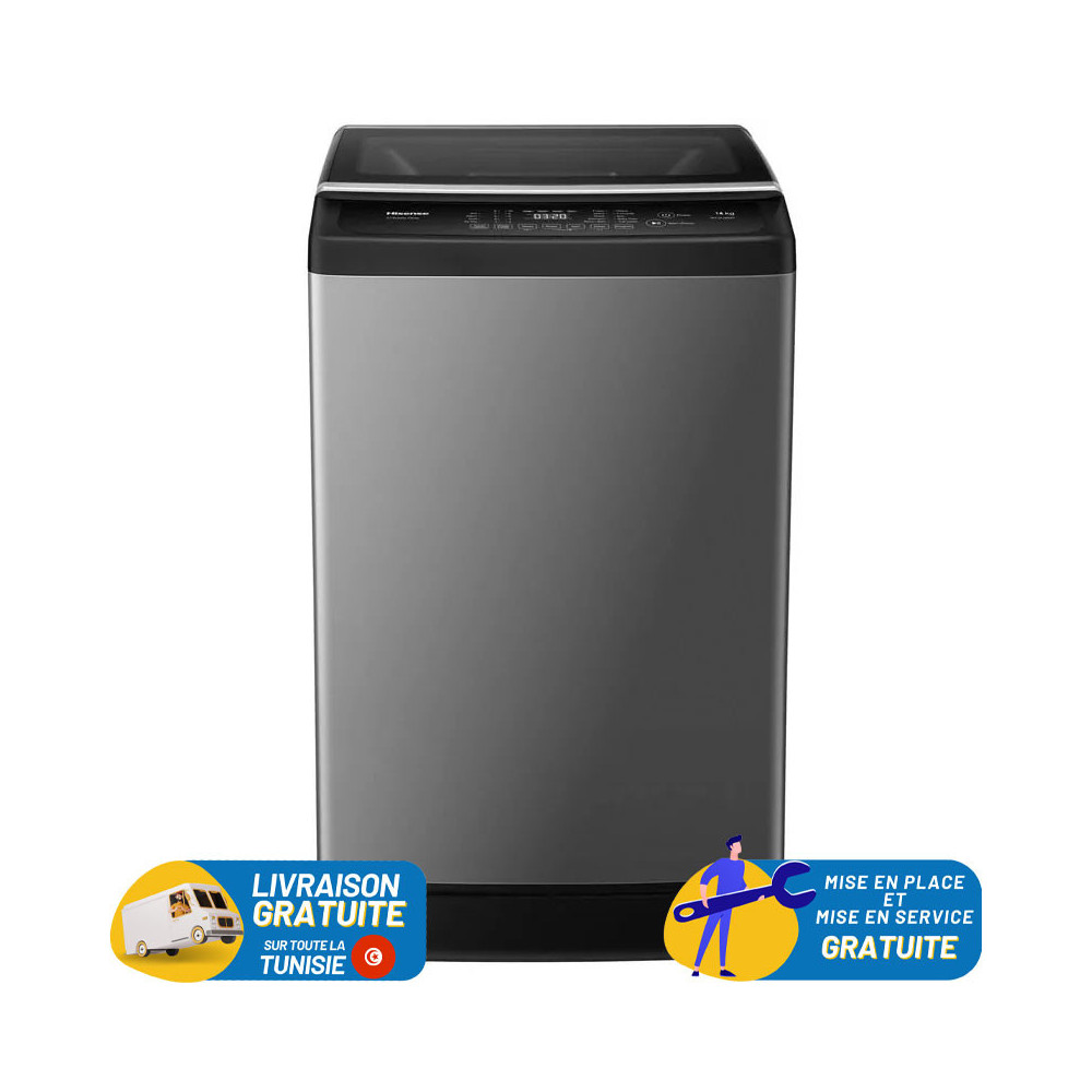 Lave linge Top HISENSE 14kg / Silver / WT3K1423UT