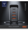 Chargeur Ten Space GAN 65W 2 USB-A + 2 TYPE C / Noir