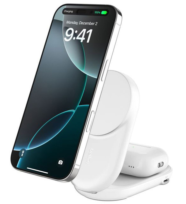 Support de charge pliable 2-en-1 Belkin Artemis QI2 25 W / Blanc