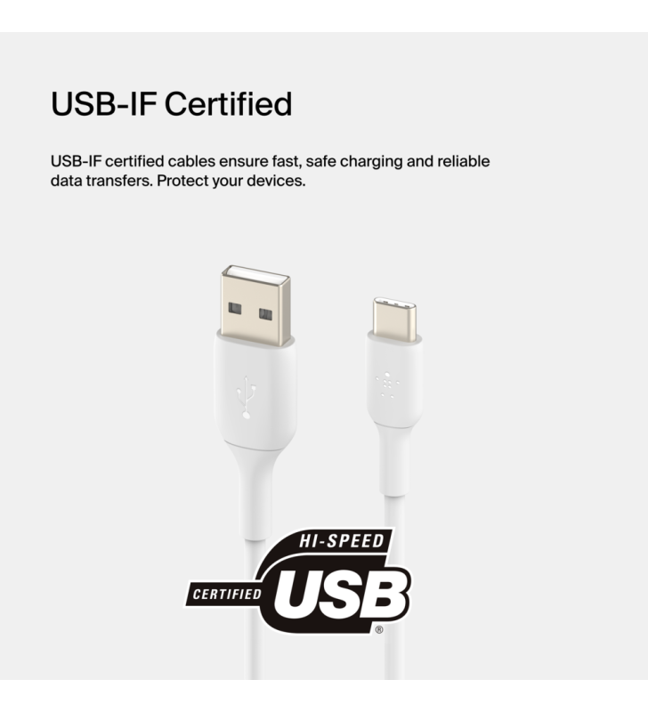 Câble BELKIN BoostCharge USB-A vers USB-C 1M / Blanc