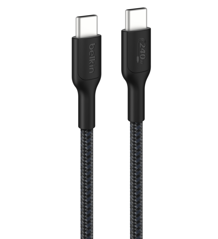 Câble Belkin à gaine tressée USB-C vers USB-C (240 W) 1 m / Noir